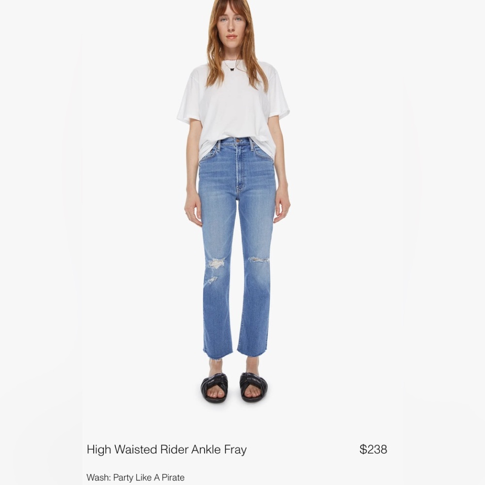 MOTHER DENIM HW RIDER ANKLE FRAY PARTY LIKE A PIRATE SIZE 24